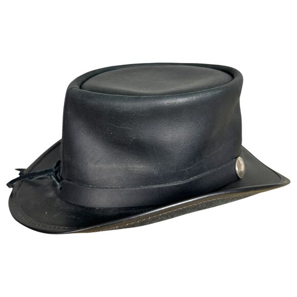 American Hat Makers El Dorado Voodo Buffalo Nickel Black Leather Top Hat XL - Picture 4 of 9